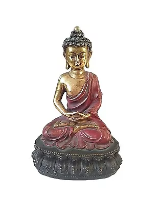 Ceramic Buddha Meditating On Lotus Statue Figurine 5.25  H X3.5  L× 2.5  W  • $12.99