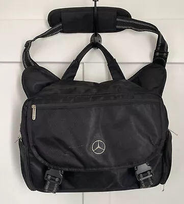 MERCEDES BENZ Messenger Laptop Bag Briefcase Black Nylon Nice Condition • $49