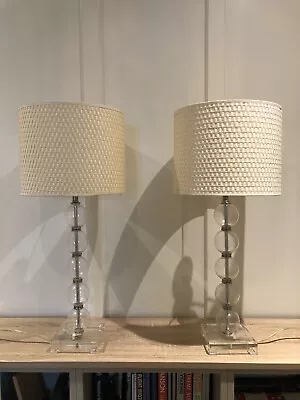 Glass Tall Table Lamps Pair With Cream Shade Laura Ashley • £60