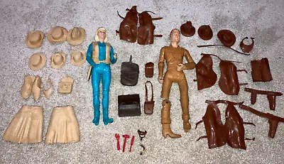 Marx Jane Johnny West Western Doll Action Figures Moveable Gear 1960s Vintage • $54.97
