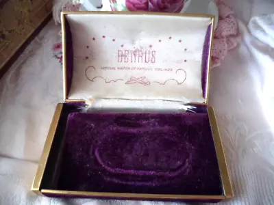 Antique Vintage Old Watch Presentation Case Box Benrus Airlines Purple And Gold • $99