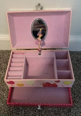 Pink Ballet Dancer Musical Jewelry Box With Drawer Wooden SWEETIE • $15