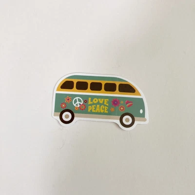 $2.75 • Buy Love Peace Volkswagen VW Van Bus Vinyl Sticker Decal