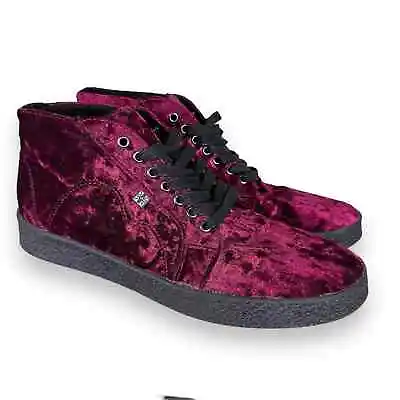 TUK Burgundy Velvet Sneakers Velvet Sample NWOB Men US 9 • $59