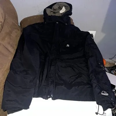 Carhartt Jacket Black Mens Large Waterproof Hooded Waist Length ALOT OF STAINS • $47.10