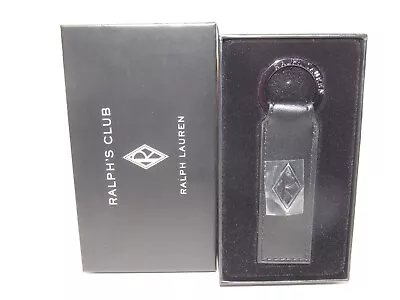 Ralph Lauren Ralph's Club Black Silver Keychain NIB Key Fob Chain Ring Monogram • $13.90