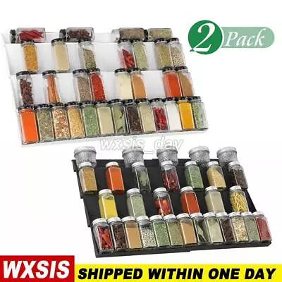 2×Expandable Spice Rack Drawer Organizer 4 Tier For Kitchen Drawers Adjustable • $20.97