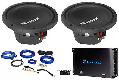 2) Memphis Audio SRX1040 10  400 Watt SRX 4 Ohm Car Subwoofers+Amplifier+Amp Kit • $239.95