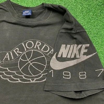 1987 Jordan Wings Vintage Nike T Shirt USA Rare Chicago 1985 1 Bred OG Promo • $1000