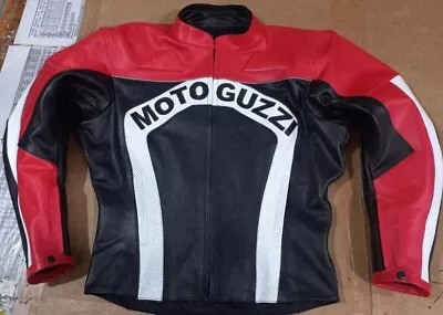 Moto Guzzi Motorbike Leather Jacket In Cowhide / 5 Ce Approved Protections • $168.11