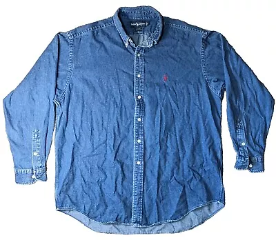 Vintage Polo Ralph Lauren Long Sleeve Denim Shirt Blaire Advantage Grown XL • $19.99