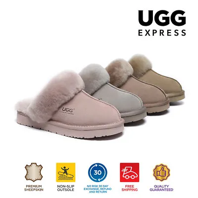$65 • Buy 【EXTRA20%OFF】UGG Slippers Sheepskin Wool Suede Women Slipper Muffin Special