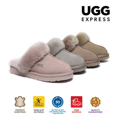 $73 • Buy UGG Slippers Australia Sheepskin Wool Suede Women Nonslip Slipper Muffin Special