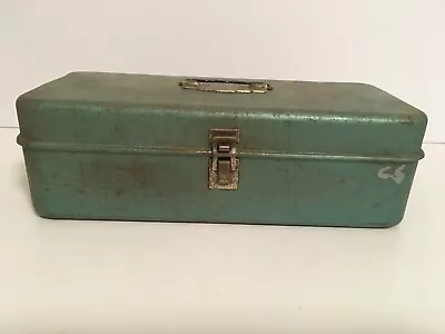 Vintage 60s Green Metal Utility Tool Tackle Fishing Box  • $13.99