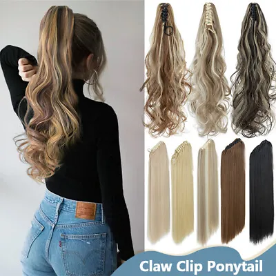 Real Ponytail Claw Clip In As Human Hair Extension Pony Tail Thick Hairpiece US • $16.50