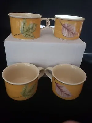 Set Of 4 Mikasa Intaglio Leaf Lyric CAA58 Cups Mugs Discontinued 1997 • $29