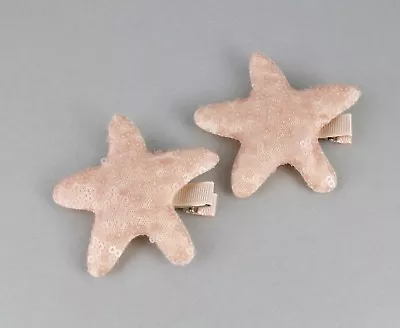 2 Peach Starfish Barrettes Hair Clip Sea Star Mermaid Barrette Hair 2 5/8  • $5.21