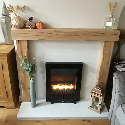 Fireplace Surround Solid Oak Mantle Beam Mantelpiece For Wood Log Burner Lintel • £254