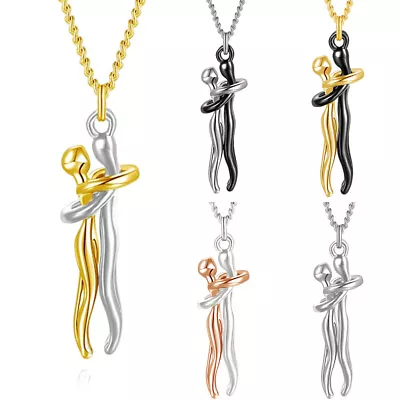 Love Pendant Necklace Women Jewellery Gift Couple Hug Chain Fashion • £7.59