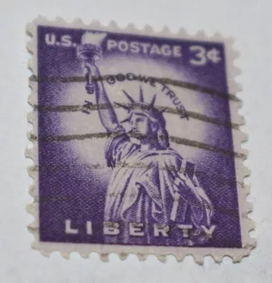 Rare US POSTAGE STAMP 3 Cent Liberty Used Purple Lady Statue Of Liberty • $18.95