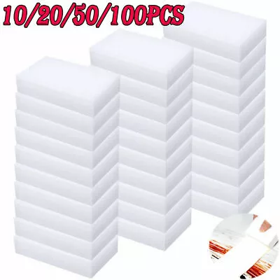 50 100x Magic Sponge Eraser Sponges Melamine Foam Stain Dirt Oil Instant Remover • £5.99