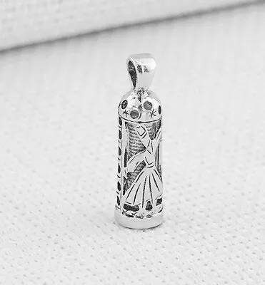 £19.77 • Buy 925K Silver Cylinder Taweez Talisman Stash Vial Prayer Box Tube Pendant #02