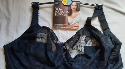 £15 • Buy M&s Maximum Support Black Lace Lined Underwired Unpadded Full Cup Bra 38j, New 