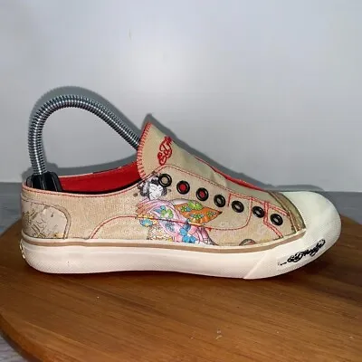 Ed Hardy Slip On Canvas Women’s 6 Sneaker Shoes Geisha Laceless Y2K Multicolor • £38.54