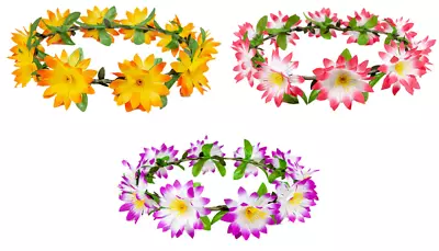 Flower Headband Crown Festival Hippie 60s Hawaiian Fancy Dress Accessory • £4.49