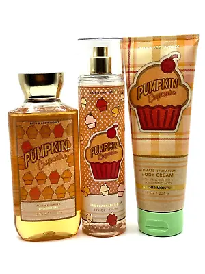 New Bath & Body Works Pumpkin Cupcake Women Body Wash Cream & Mist Hydration Set • $29.95