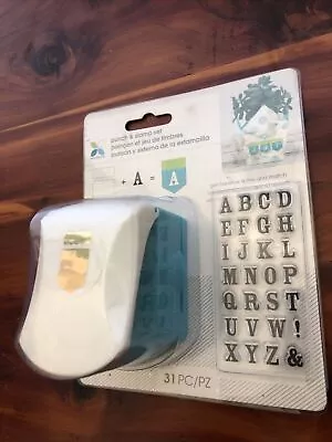 My Momenta Paper Punch & Alphabet Cling Stamp Set 31pc Scallop Banner 7/8 Inch • $13.85