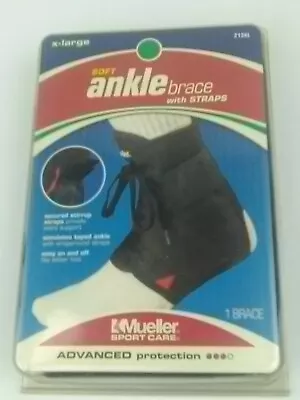 Mueller Soft Ankle Brace XL Black With Wraparound Straps Advanced Protection • $11.99