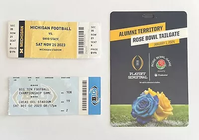 Michigan Football Ticket Lot 2023 OSU Big Ten Championship Game Rose Bowl RARE • $519.99