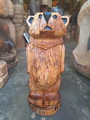 Chainsaw Carving Bear Great Gift Idea Elm Wood Home Garden  Sculpture Art Craft  • £82
