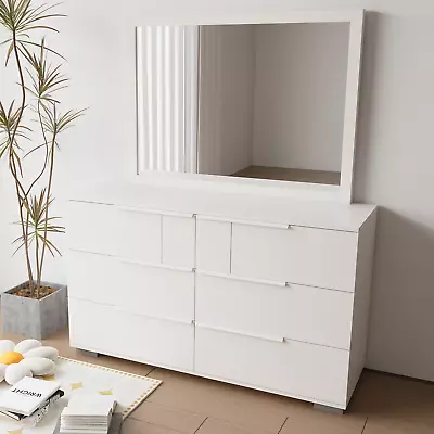 6 Drawer Dresser With Mirror 54 In Dressers For Bedroom Self Closing Drawers • $589.28