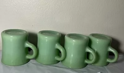 Vintage Fire King Jadeite Set Of 4 Restaurant Ware Mugs C Handles 1948 + Green • $93