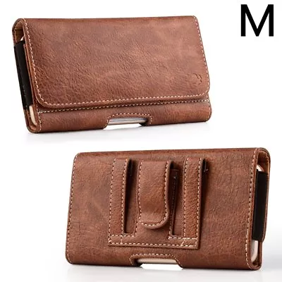 For SAMSUNG GALAXY S2 / S3 / S4  - Brown Leather Pouch Holder Belt Clip Case • $10.93