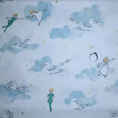 BonEFul Fabric FQ Cotton Quilt White Blue Cloud Sky Disney Peter Pan Wendy Star • £5.06