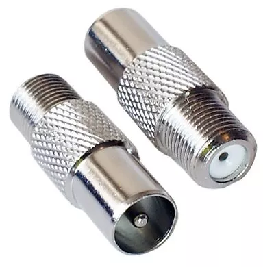 £2.79 • Buy 2 X Female F Socket To RF Plug F To Coax Adaptors Dbox Eurovox