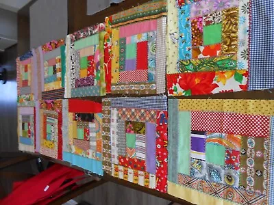 Lot C -  10 Vintage Quilt Top Blocks With Embroidery • $29.99