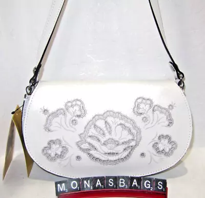 Patricia Nash Chelsey Crossbody Bag French Lace Cut Out White Leather NWT $199 • $124.99