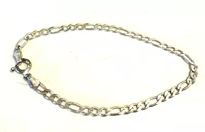 Solid 925 Sterling Silver Figaro Chain Bracelet 6.5   Italy 5 Grams • $12