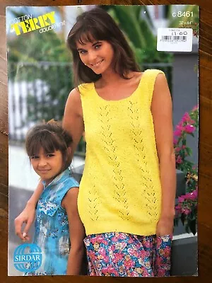 Sirdar 8461 Knitting Pattern Ladies DK Lace Stripe Long Sleeveless Vest Top • £2.25