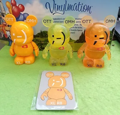 DISNEY Vinylmation 3  Park Set 6 Urban Clear Yellow Orange Text Variant Lot Card • $49.99