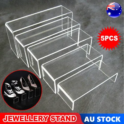 $17.99 • Buy 5PCS Acrylic Jewellery Stand Display Super Clear Makeup Riser Holder Organiser