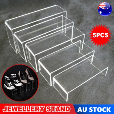 $17.99 • Buy 5PCS Acrylic Jewellery Stand Display Super Clear Makeup Riser Holder Organiser