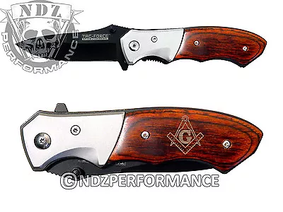 TAC FORCE Knife Pocket Folding Speedster Bolster Wood Handle Masonic Compass 1 • $14.99