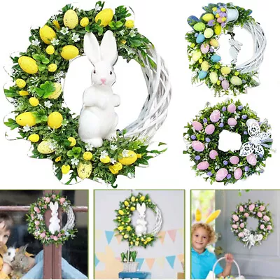 Garland Bunny Rabbit Eggs Home Spring Easter Wreath Hanging Floral Door Decor • £9.24