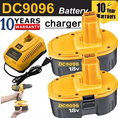 18 Volt For Dewalt 18V Battery /Charger DC9096-2 DC9098 DC9099 NEW Replacement • $36