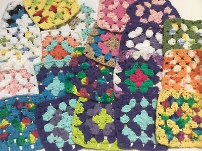 Vintage Handmade Crochet Multicolor Cotton Squares Pot Holder Afghan Lot Of 20 • $7.95